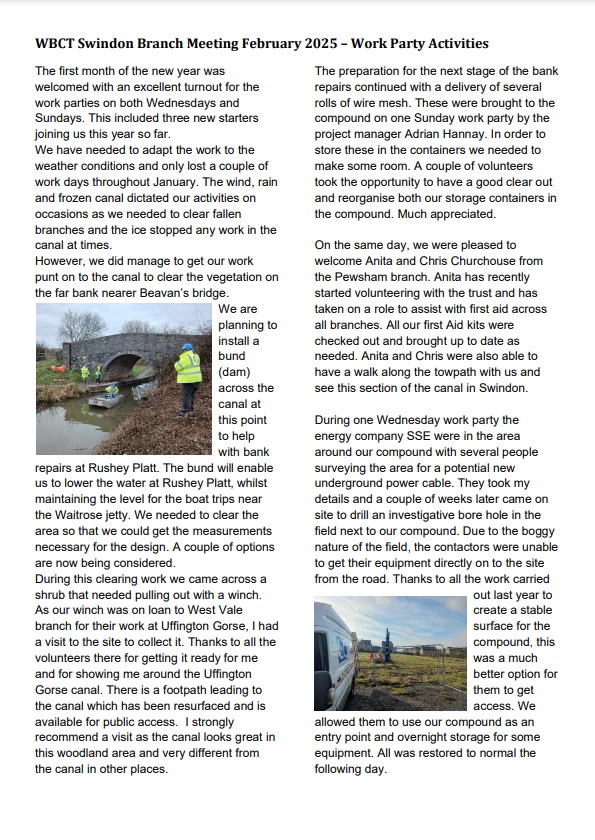 Ferbruary 2025 Work Party Report