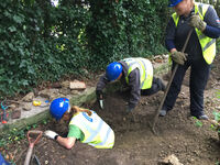 Excavations by the bridge at Uffington Gorse