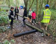 Scouts making a bridge