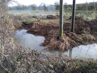 The new wetland area initial groundworks - flooded by December rain!
